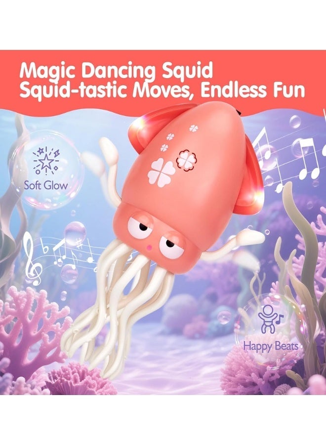 Crawling Baby Toys, Dancing Octopus Toy, Infant Tummy Time Crawling Toys with Light Music, Interactive Sensory Toys for Toddler, Funny Squid for Office Desk Decor, Pink - Image 2