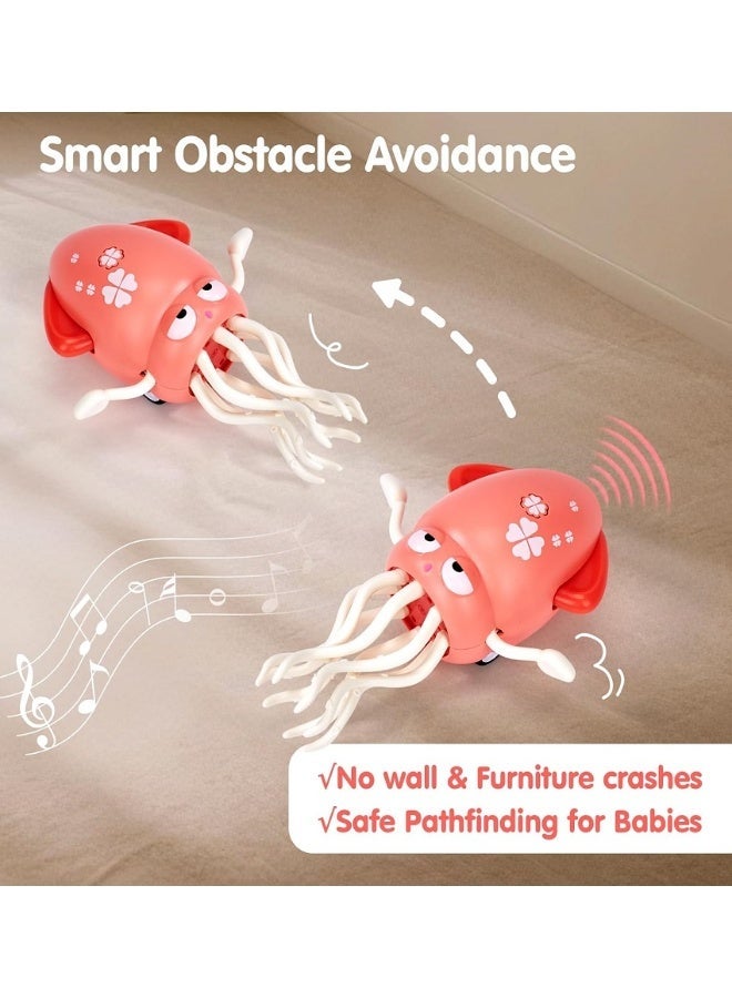Crawling Baby Toys, Dancing Octopus Toy, Infant Tummy Time Crawling Toys with Light Music, Interactive Sensory Toys for Toddler, Funny Squid for Office Desk Decor, Pink - Image 4