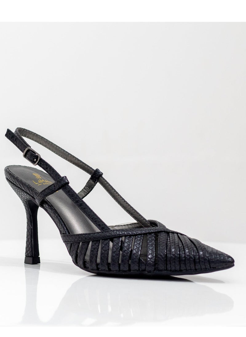 LAMARAPARIS Slinky closed strippy 6cm heel sling back black  - Image 1