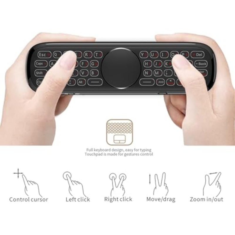 ماوس هوائي للتلفزيون عن بعد، W2 Pro Air Mouse Universal TV Remote، 2.4G 3 في 1 لوحة مفاتيح لاسلكية صغيرة مع لوحة لمس للتلفزيون الذكي - Image 2