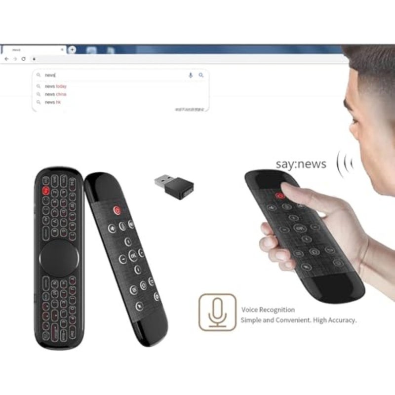 ماوس هوائي للتلفزيون عن بعد، W2 Pro Air Mouse Universal TV Remote، 2.4G 3 في 1 لوحة مفاتيح لاسلكية صغيرة مع لوحة لمس للتلفزيون الذكي - Image 3