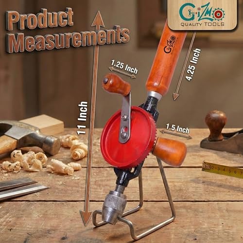 GIZMO Manual Hand Drill, Powerful and Speedy Drill, ¼ inch Capacity, Finely Cast Steel - Image 5