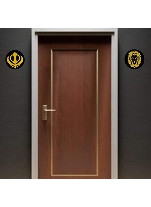 Divya Mantra Divya Mantra Sikh Khanda for Car Home Wall Decor Temple Pooja Items Sacred Religious Decorative Showpiece Interior Hanging Accessories Sher Symbol Lucky Charm Double Sided Black Yellow Set of 2  - Image 4