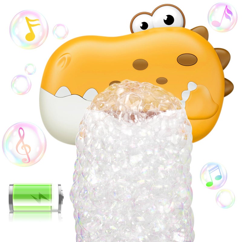 WAVISA Baby Bath Toys for Kids Ages 13 48 Rechargeable Dinosaur Bath Bubble Machine with Music for Toddlers Baby Bathtub Toys Easter Basket Stuffers Bath Bubble Maker for Toddlers Kids Boys Girls - Image 3