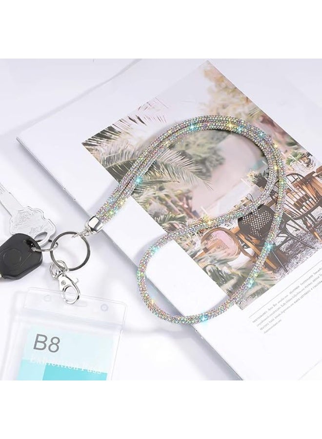 ID Card Holder Lanyard, Artscope 34.8'' All Around Bling Crystal Neck Strap Lanyard Women's Chain ID Badge Holder Necklace - Image 5