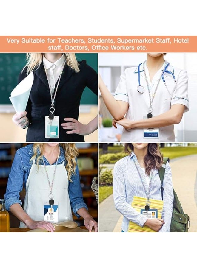 ID Card Holder Lanyard, Artscope 34.8'' All Around Bling Crystal Neck Strap Lanyard Women's Chain ID Badge Holder Necklace - Image 3