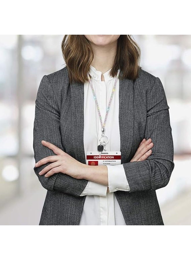 ID Card Holder Lanyard, Artscope 34.8'' All Around Bling Crystal Neck Strap Lanyard Women's Chain ID Badge Holder Necklace - Image 2