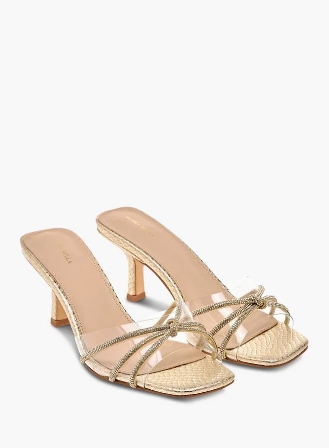 Flora Bella By Shoexpress Flora Bella Embellished Slip-On Sandals With Flared Heels