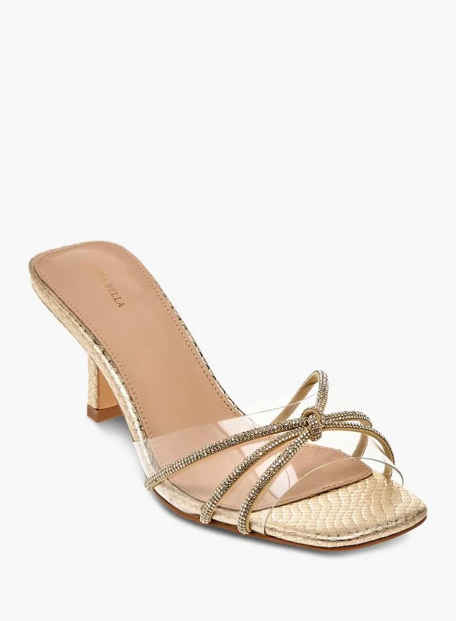 Flora Bella By Shoexpress Flora Bella Embellished Slip-On Sandals With Flared Heels