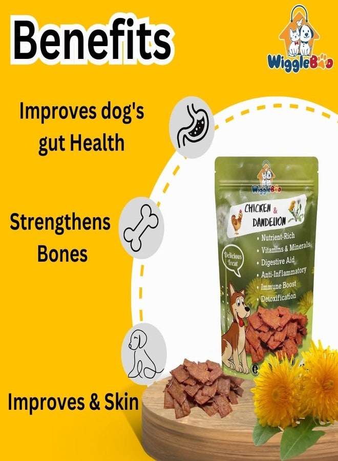 WiggleBoo مكافآت ويغل بو للكلاب بنكهة الدجاج والهندباء | غنية بالبروتين | غنية بالألياف | وجبات خفيفة صحية مقرمشة | طبيعية 100% | 45 غرام - Image 4