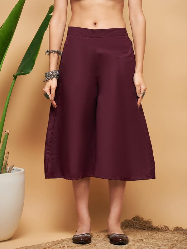 InWeave WINE SOLID POPLIN SHORT KURTA PALAZZO SET - Image 4