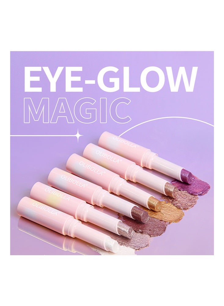 OLIBOLLA Crystal Jelly Glaze Stick,Eye Shadow Stick Eyeliner Brightener Pencil Crayon with Brush Easy to Blend Long Lasting Shimmer Eyeshadow Stick#05 Aura Blitz - Image 5