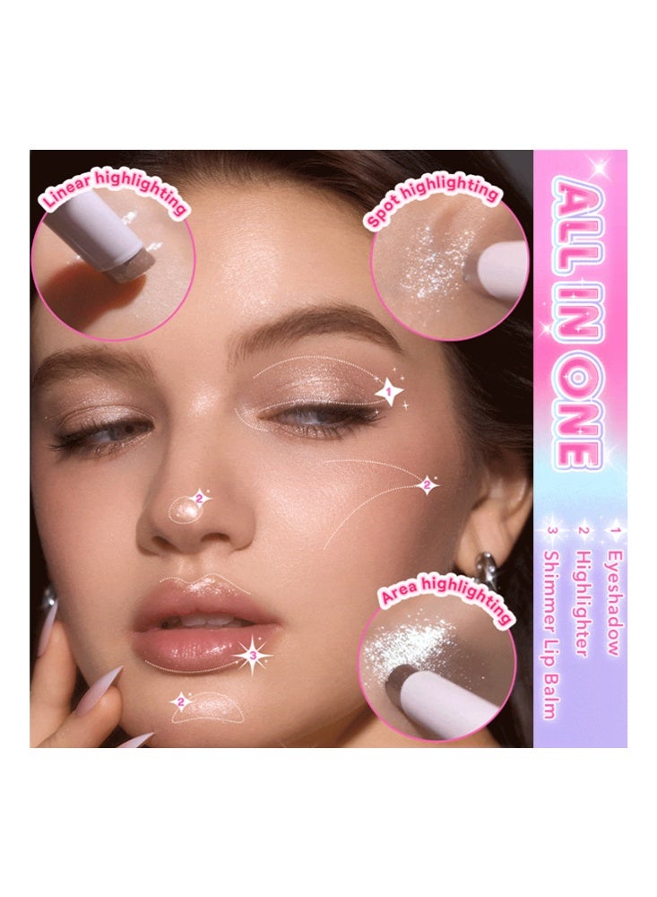 OLIBOLLA Crystal Jelly Glaze Stick,Eye Shadow Stick Eyeliner Brightener Pencil Crayon with Brush Easy to Blend Long Lasting Shimmer Eyeshadow Stick#05 Aura Blitz - Image 3