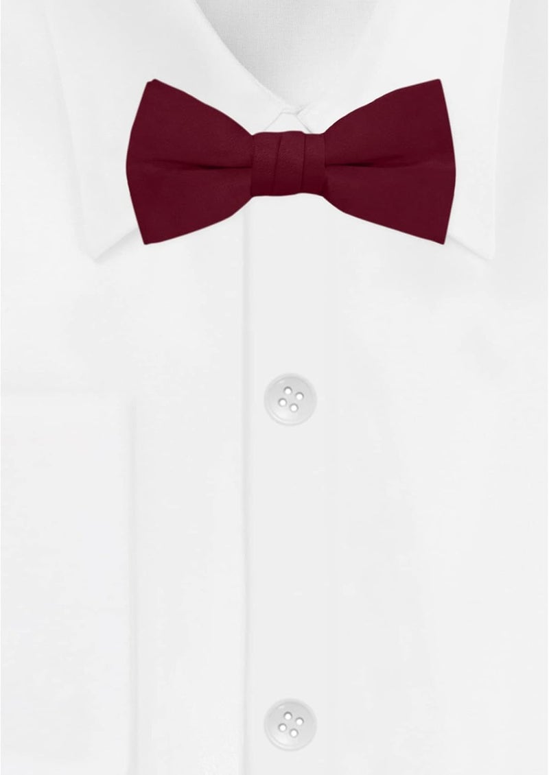 Jacob Alexander Boy's Kids Pretied Banded Adjustable Solid Color Bowtie - Image 2
