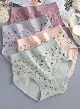 ملابس داخلية مريحة من القطن عالية الخصر بمقاسات كبيرة، سراويل داخلية مضادة للبكتيريا بطبعة زهور، عبوة من 4 قطع للنساء، سراويل داخلية مثلثة ناعمة قابلة للتنفس، عبوة متعددة - pzsku/ZA960C6A4A24C2793046EZ/45/1756693239/9eaf99bb-4260-40d0-bc74-579c110771a1