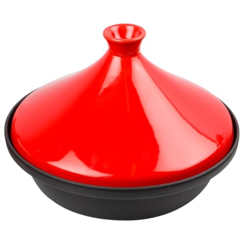 Urban Platter طبق حضري طاجين بوت [متوافق مع الحث والنار، قاع من الحديد الزهر], 2 لتر, أحمر - Image 3