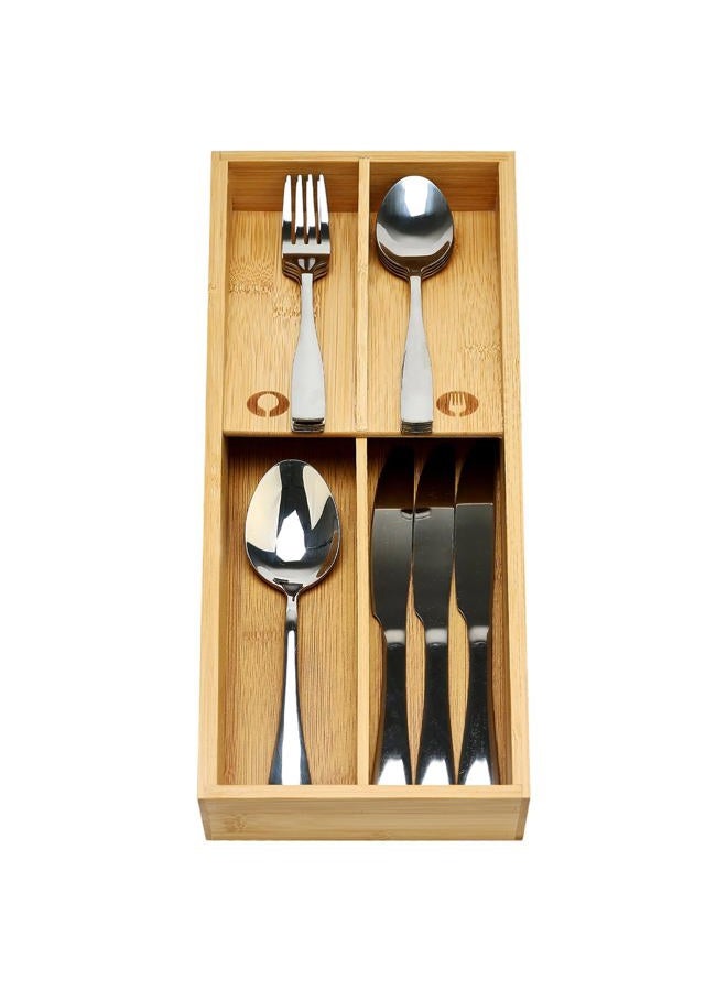 Hilislog Bamboo Silverware Drawer Organizer Small Flatware Tray Wooden Kitchen Silverware Organizer for Drawer Utensil Holder Tray Narrow Cutlery Caddy Wood Fork and Spoon Drawer Skinny Flatware Organizer - Image 2