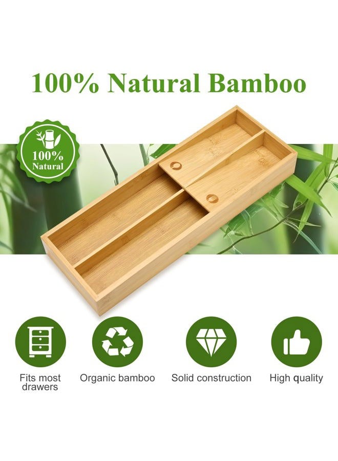 Hilislog Bamboo Silverware Drawer Organizer Small Flatware Tray Wooden Kitchen Silverware Organizer for Drawer Utensil Holder Tray Narrow Cutlery Caddy Wood Fork and Spoon Drawer Skinny Flatware Organizer - Image 5