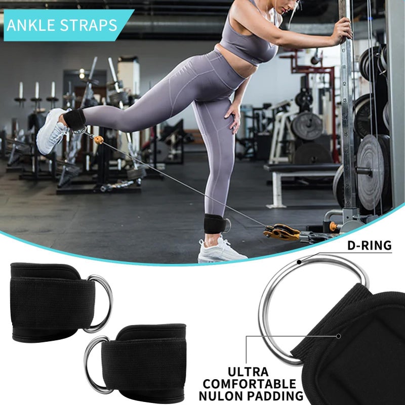 SINYWAY 10 PCS Barbell Pad Set for Squat, Hip Thrusts Pad for Squats,Bench Press with Barbell Pad, 2 Gym Ankle Straps,3 Hip Resistance Bands,Lifting Strap,Workout Poster Gym Equipment Accessoriesï¼ˆBlackï¼‰ - Image 5