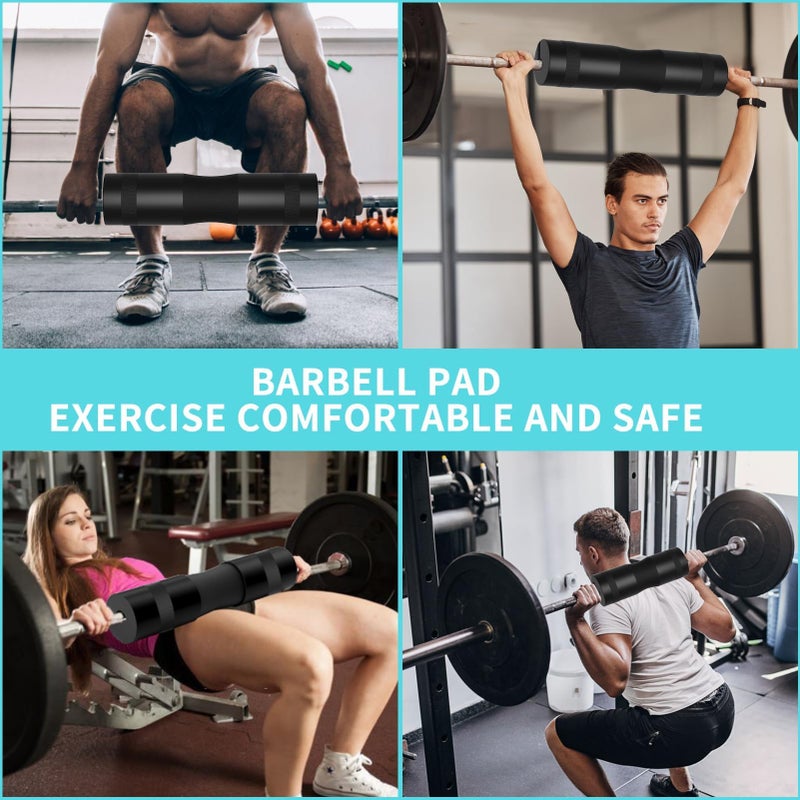 SINYWAY 10 PCS Barbell Pad Set for Squat, Hip Thrusts Pad for Squats,Bench Press with Barbell Pad, 2 Gym Ankle Straps,3 Hip Resistance Bands,Lifting Strap,Workout Poster Gym Equipment Accessoriesï¼ˆBlackï¼‰ - Image 2
