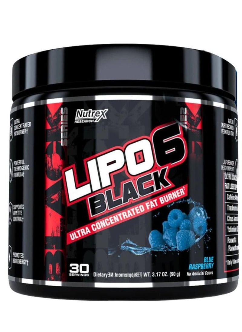Nutrex Research Lipo 6 Black Powder 30 Servings Blue Raspberry  - Image 1