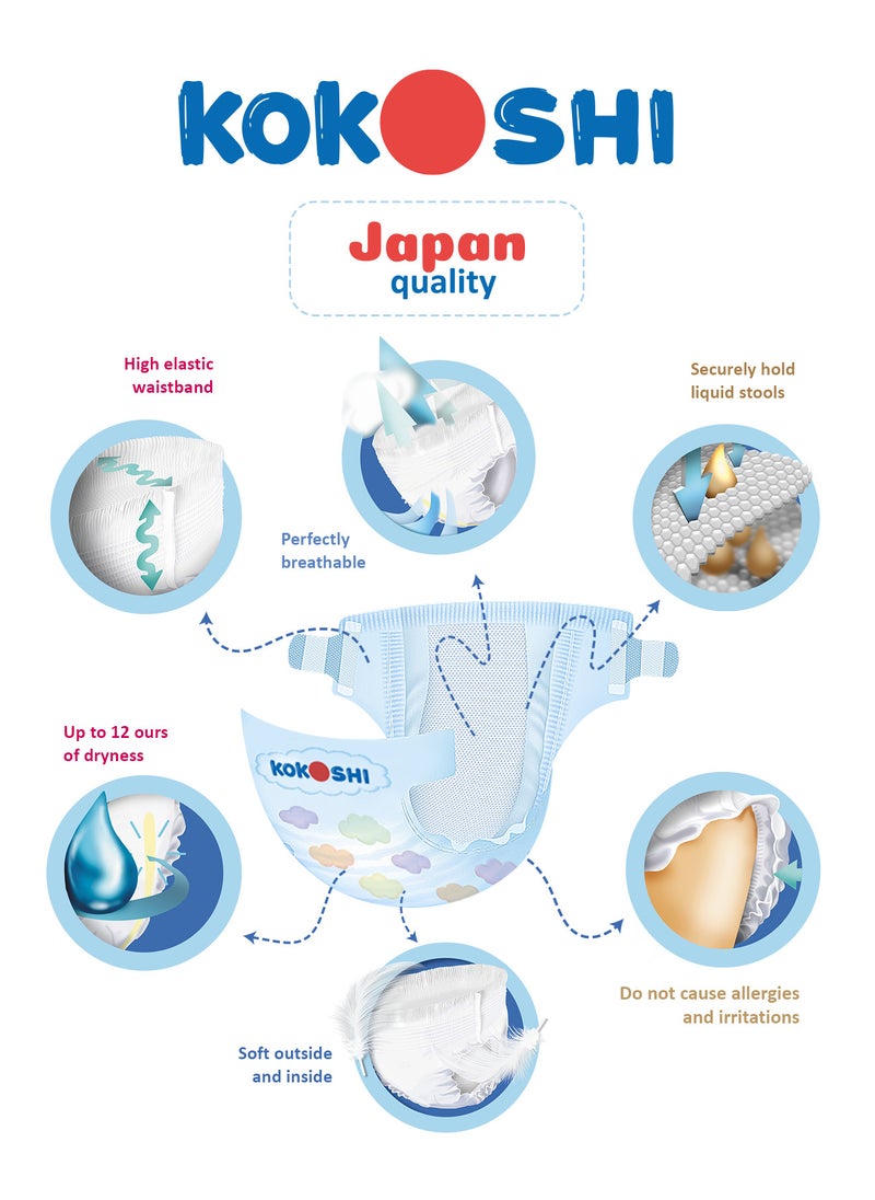 Kokoshi Kokoshi Premium Baby Diapers, Size 2 for babies up to 6kg x 164pcs, Eco-friendly and Hypoallergenic Nappies, Japan Quality Ultimate Softness Leakproof for Skin Care Protection (Ds-164)  - Image 2