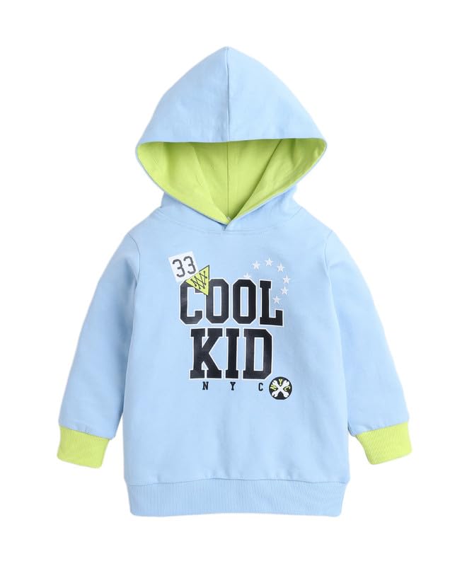BUMZEE Sky Blue Boys Full Sleeves Cotton Hooded Sweatshirt Age - 3-6 Months (Peb9705B-sbl) - Image 1