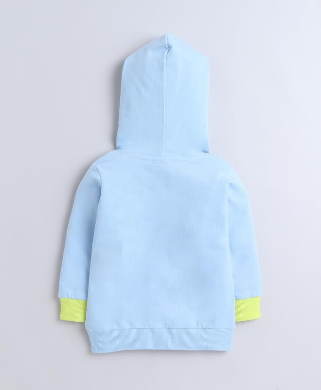 BUMZEE Sky Blue Boys Full Sleeves Cotton Hooded Sweatshirt Age - 3-6 Months (Peb9705B-sbl) - Image 2
