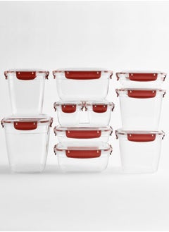 dunya Dunya plastic BPA free rectangular master container set air tighted lid can be used for food storage meal prep food storage set of 3pcs varies in the set 400,800,1400 ml red  - Image 3