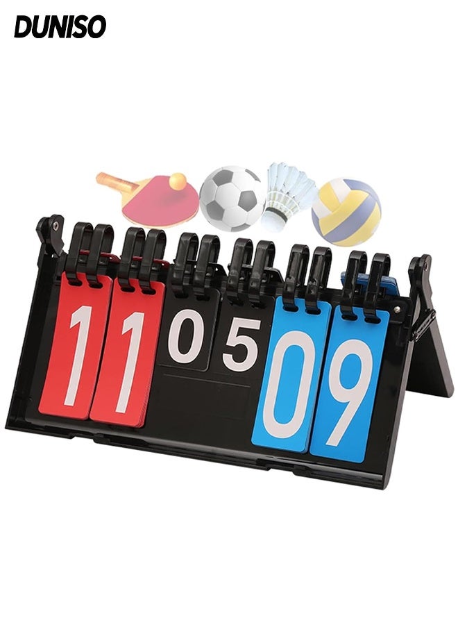 DUNISO Manual Flip Scoreboard ,6 Digit Portable Table Top Scoreboard Flipper ,Suitable for Football ,Basketball,Volleyball, Tennis and Other Competitive Sports - Image 1