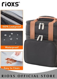 RIOXS Insulated Lunch Bag with Adjustable Shoulder Strap, Leakproof Cooler Tote Bag with Double Layers and Multi-pockets, Reusable Lunch Box for Office, Picnic, Hiking and Beach  - Image 2
