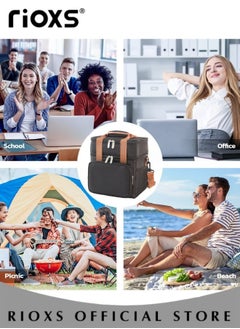 RIOXS Insulated Lunch Bag with Adjustable Shoulder Strap, Leakproof Cooler Tote Bag with Double Layers and Multi-pockets, Reusable Lunch Box for Office, Picnic, Hiking and Beach  - Image 4