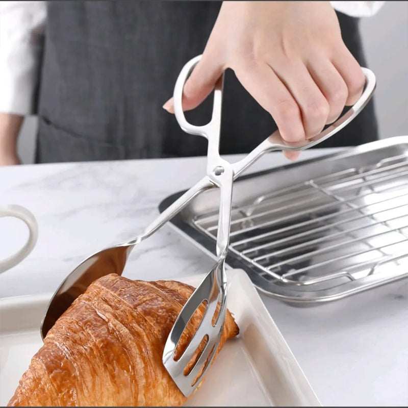 SUPROD 2 Pack Serving Tongs Buffet Tongs for Kitchen Cooking 10 Inch Stainless Steel Salad Tongs Serving Utensils for Wedding Party Catering (Silver) - Image 5
