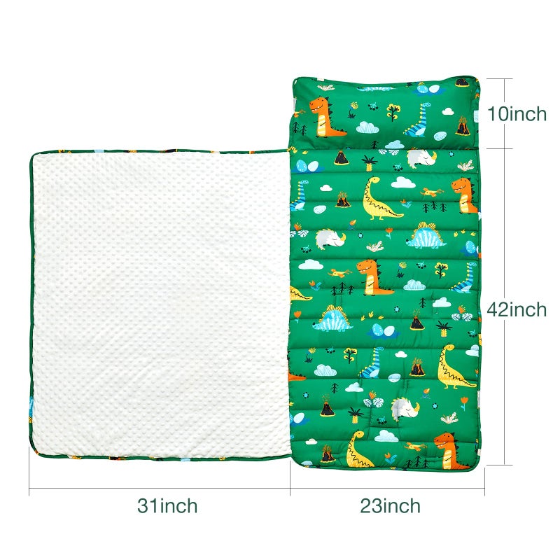 beeweed Toddler Nap Mat, Rollup Design Kid Sleeping Mat with Removable Pillow & Minky Blanket, Toddler Sleeping Bag for Daycare Preschool Travel Camping, Dinosaur - Image 4