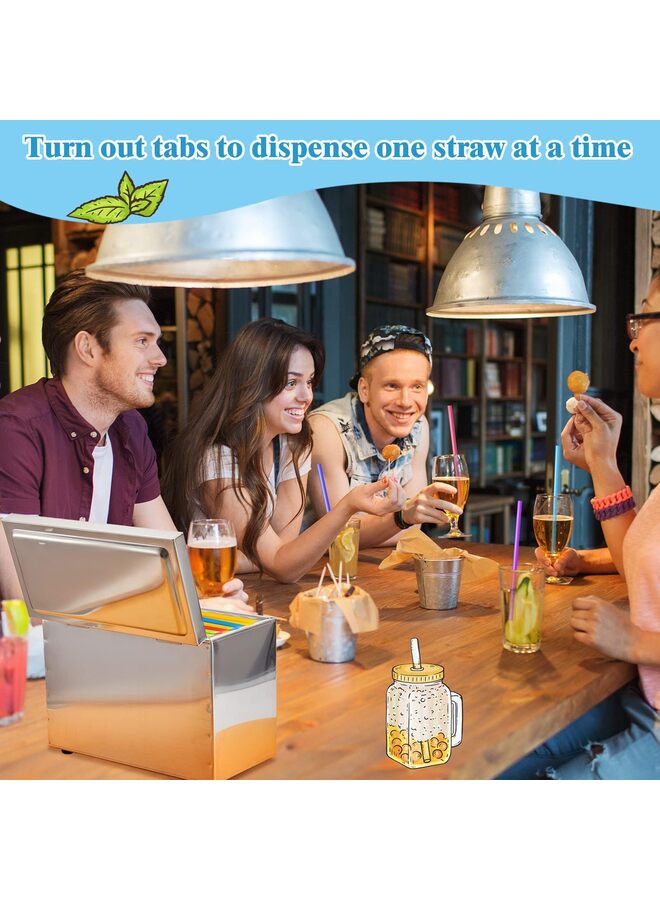 Stainless Steel Straw Dispenser for Counter with Metal Lid Reusable Straw Dispenser for Restaurant Home Bar to Storage Unwrapped Straws - Image 4