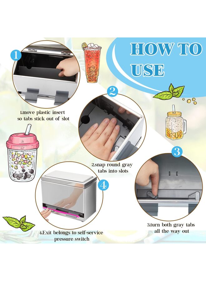 Stainless Steel Straw Dispenser for Counter with Metal Lid Reusable Straw Dispenser for Restaurant Home Bar to Storage Unwrapped Straws - Image 2