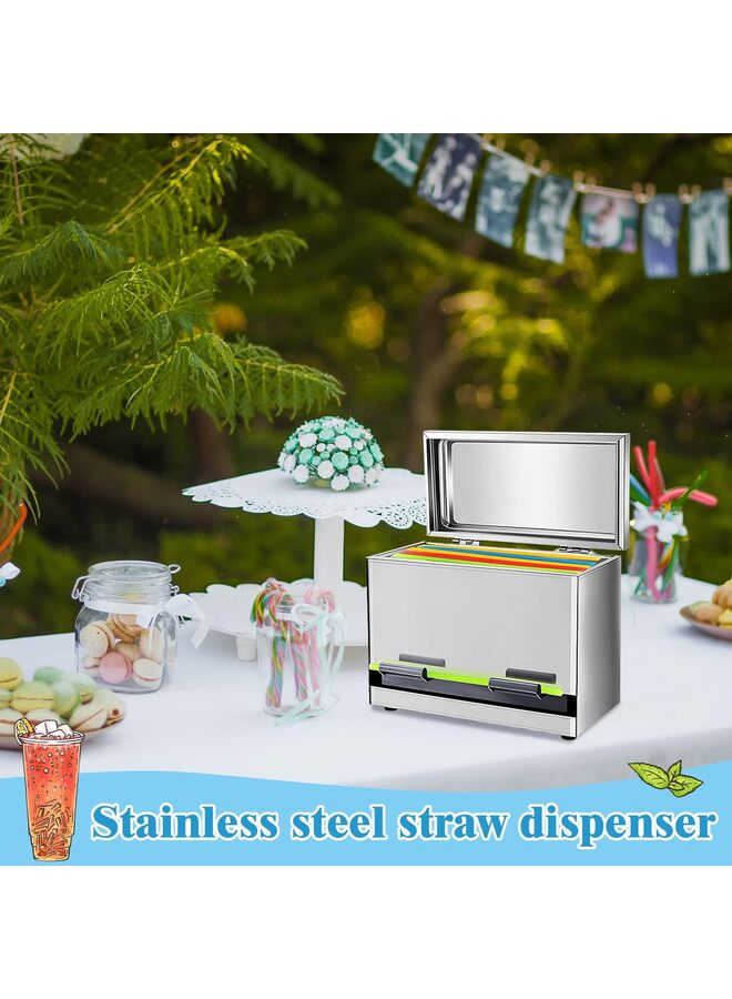 Stainless Steel Straw Dispenser for Counter with Metal Lid Reusable Straw Dispenser for Restaurant Home Bar to Storage Unwrapped Straws - Image 5