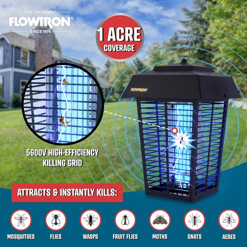 Flowtron Bug Zapper, 1 Acre of Outdoor Coverage with Powerful 40W Bulb & 5600V Instant Killing Grid, Electric Insect, Fly & Mosquito Zapper, Made in The USA - Image 5