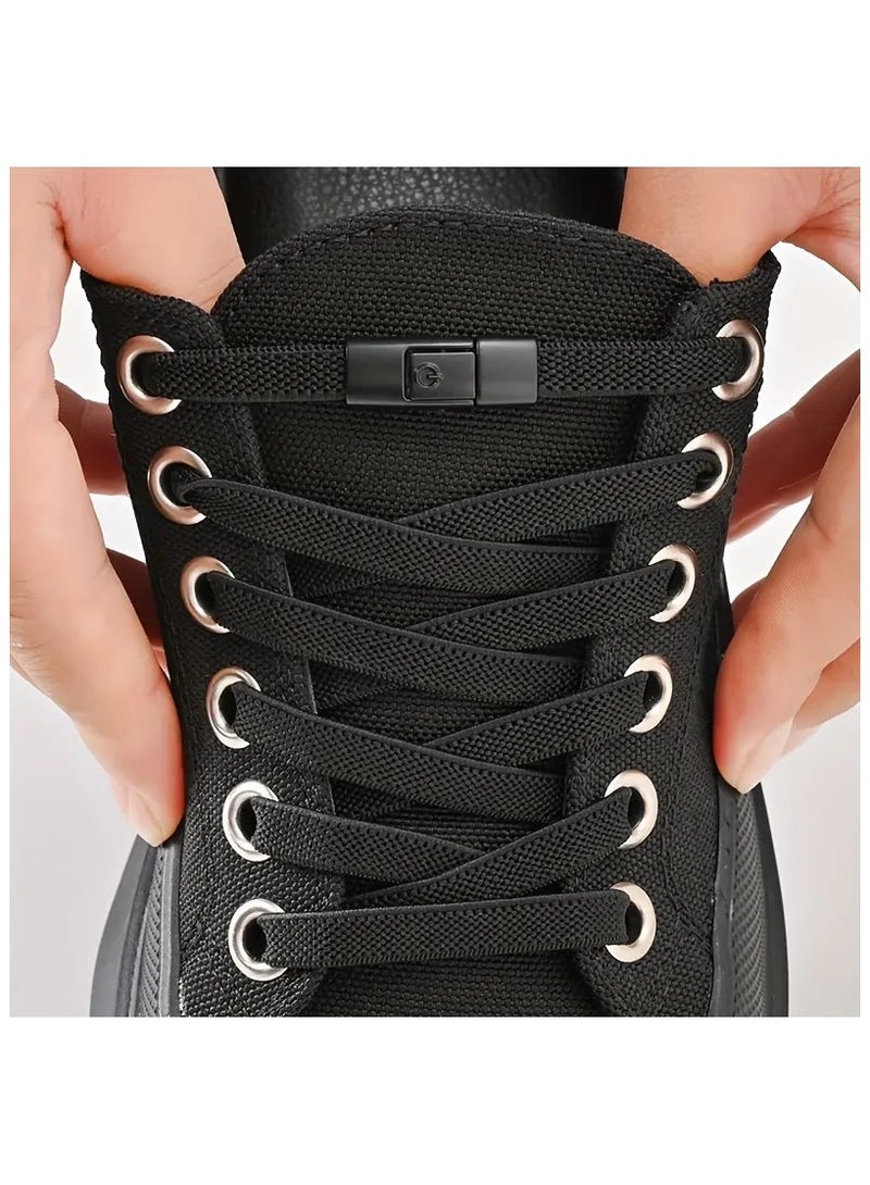 1 Pair Free-Tie Shoelaces Set, 2pcs Elastic Shoelaces & 2pcs Shoelaces Buckles For Shoes  - Image 2
