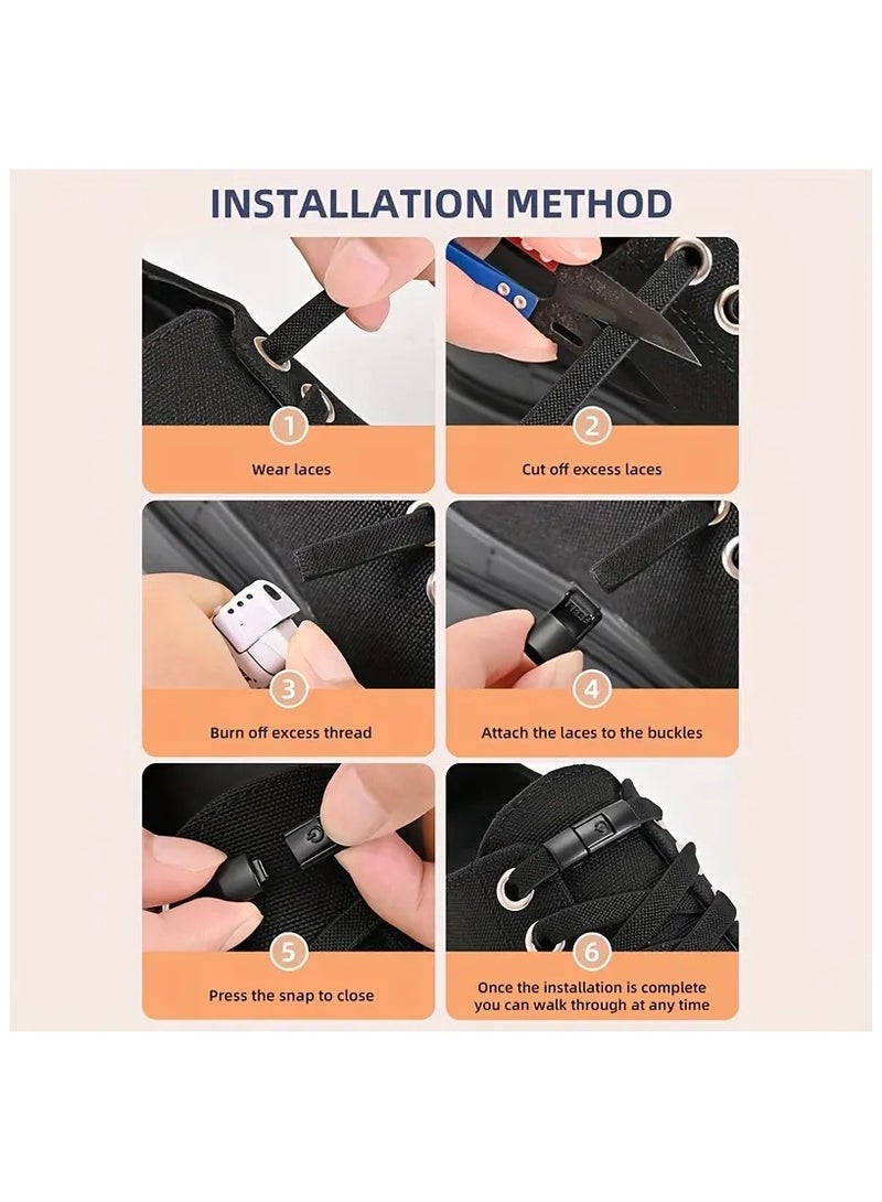 1 Pair Free-Tie Shoelaces Set, 2pcs Elastic Shoelaces & 2pcs Shoelaces Buckles For Shoes  - Image 4