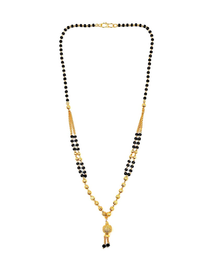 JHB Gold Plated Bead And Black Bead Traditional Short Nacklace Mangalsutra For Women - Image 1