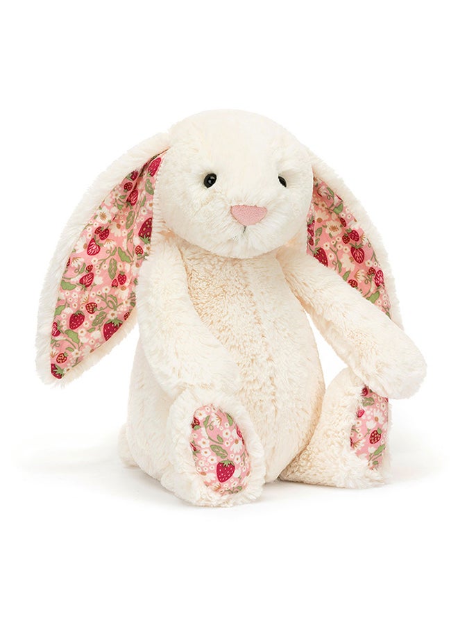 Jellycat Blossom Cream Bunny Berry 28cm, Soft Plush Bunny with Strawberry Floral Ears, Luxury Stuffed Animal Toy - Image 1