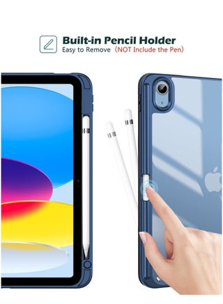 Case for iPad (A16) 11th Generation 11 Inch 2025/10th Generation 10.9 Inch 2022 Case with Pencil Holder, Hybrid iPad 11 10 Case with Clear Back, Supports Auto Wake/Sleep -Navy - view 3
