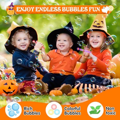 HINZER 80 Pack Halloween Party Favors Mini Bubble Wands Toys Gift for Kids Halloween Treats Non Candy Goodie Bag Fillers Pinata Stuffers Classroom Prizes Bubble Maker Toys for Boy Girl Kid - Image 4