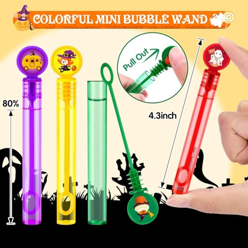 HINZER 80 Pack Halloween Party Favors Mini Bubble Wands Toys Gift for Kids Halloween Treats Non Candy Goodie Bag Fillers Pinata Stuffers Classroom Prizes Bubble Maker Toys for Boy Girl Kid - Image 5