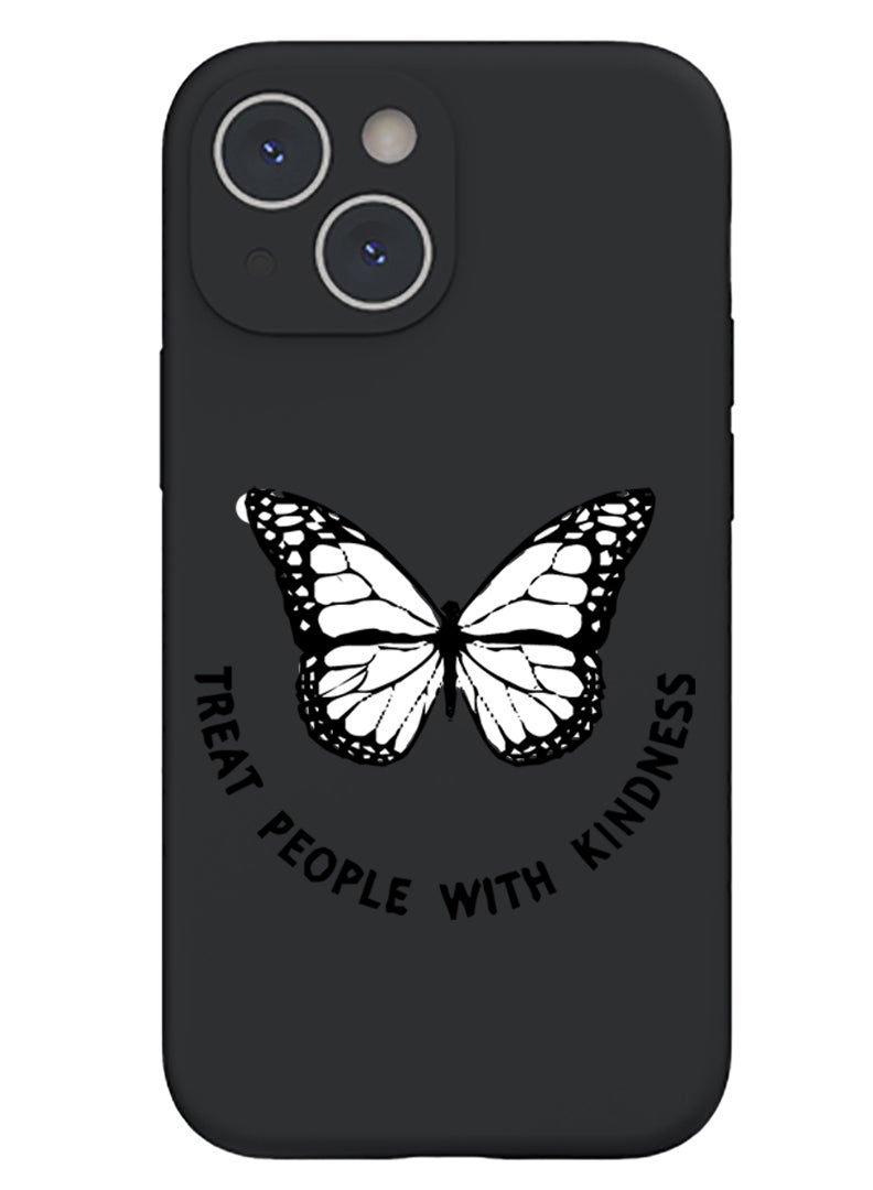 Theodor Protective Slim Fit Case Liquid Silicone Cover with Full Body Protection Anti-Scratch Shockproof Case For iPhone 15 Black  - Vodka made me do it copy - Image 1