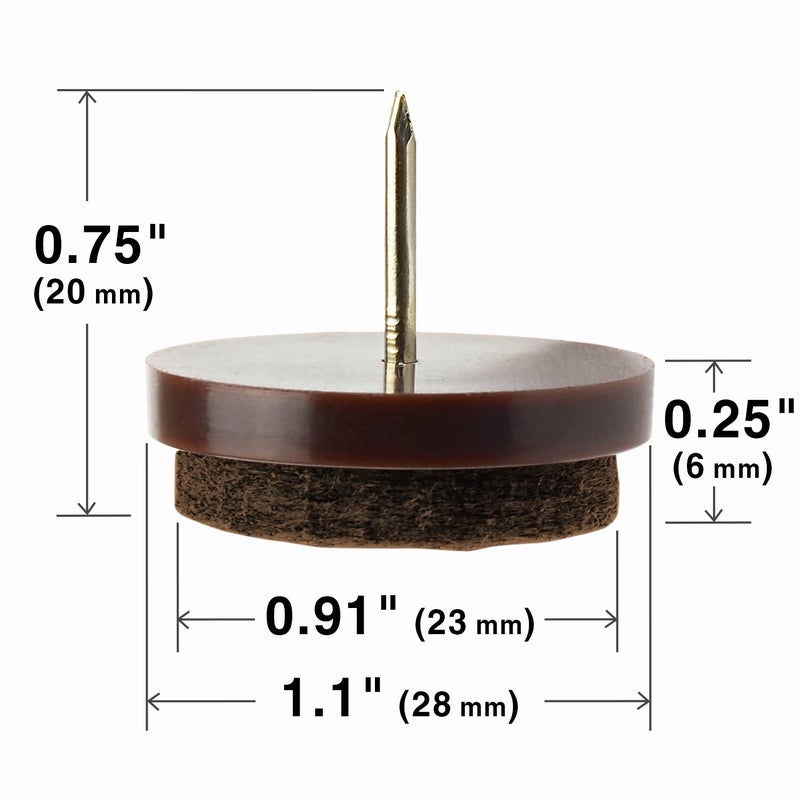 X-Protector Nail-on Felt Pads X-PROTECTOR 40 PCS - 1.1" Felt Furniture Pads - Brown Chair Leg Floor Protectors - Nail in Furniture Pads for Furniture Legs - The Best Felt Chair Pads for Hardwood Floors (28mm)! - Image 3