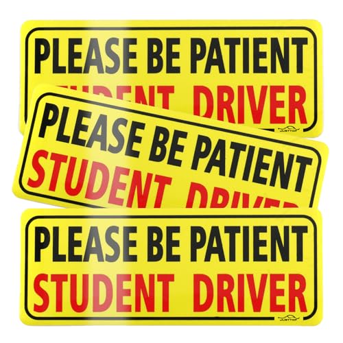 JUSTTOP 3pcs Student Driver Magnet for Car, Please Be Patient Student Driver, New Drivers Sticker Safety Warning, Magnetic Reflective Rookie Driver Bumper Sticker (Black&Red) - Image 1