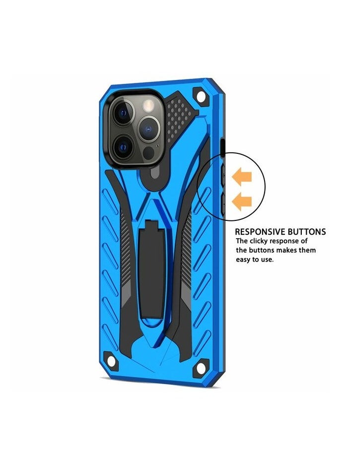 Bills iPhone 13 Pro Premium Armor Case Built-In Kickstand - Military-Grade Shockproof Protective Cover with Reinforced Corners (Blue)  - Image 2