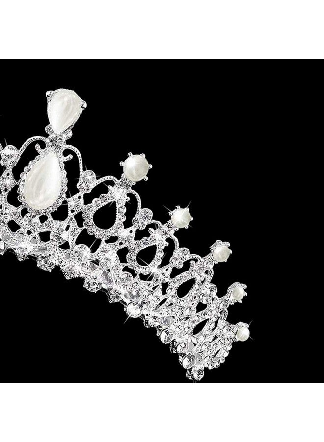 Sppry Women Tiara With Comb Pearl Crystal Crown For Bridal Queen Princess Girls At Wedding Birthday Pageant (Silver) - Image 3